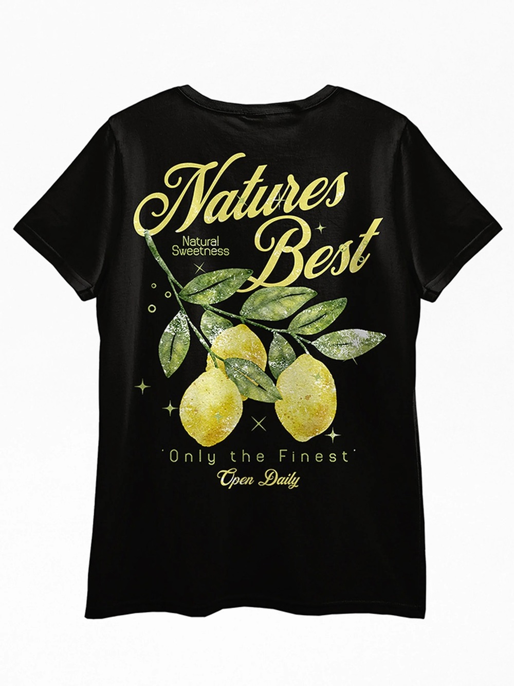 ✨PacSun Black Short Sleeve Tee with Yellow Lemon & Green Leaf Graphic